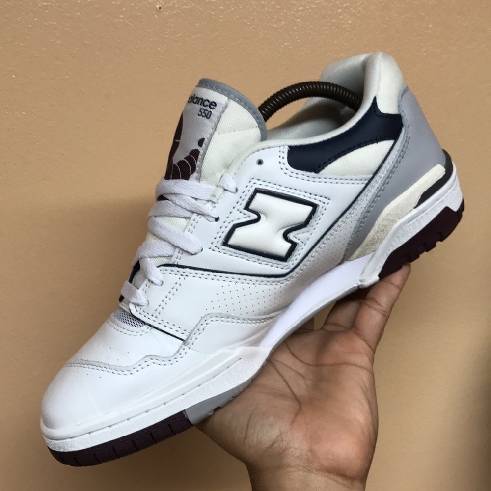 New Balance 550 White Natural Indigo Burgundy - Picture 9 of 17